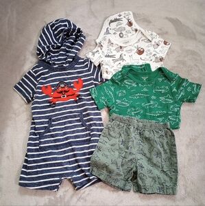 Boys 18 Months Bundle Crab Wild Animals Onesies Romper Shorts
